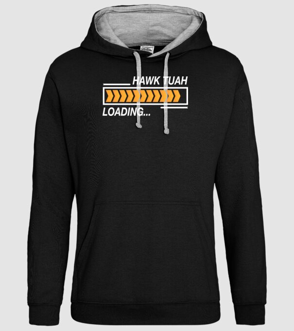 Hawk tuah loading model negru pe tricou
