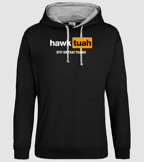 hawk tuah pornhub mix model negru pe tricou