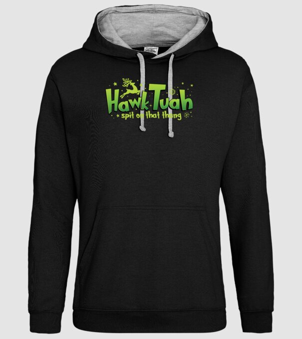 Hawk tuah xmas model negru pe tricou
