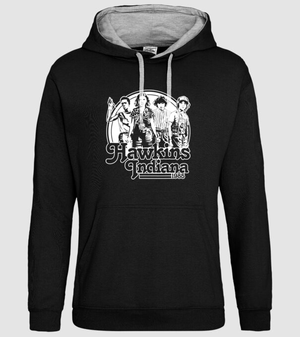 hawkins indiana stranger things2 model negru pe tricou