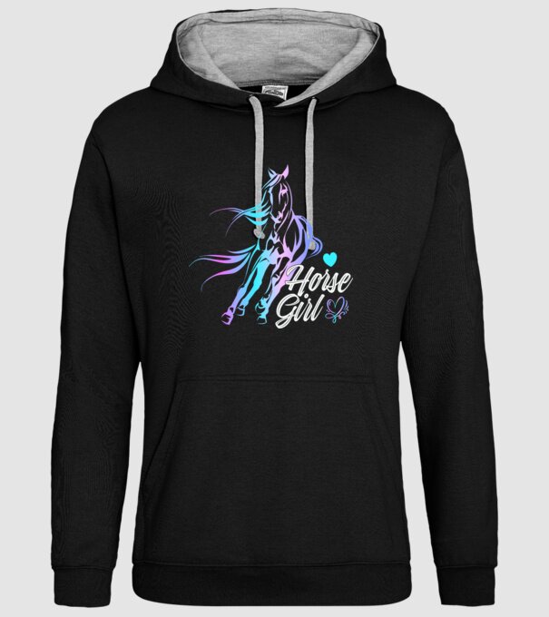 Horse girl 2 model negru pe tricou