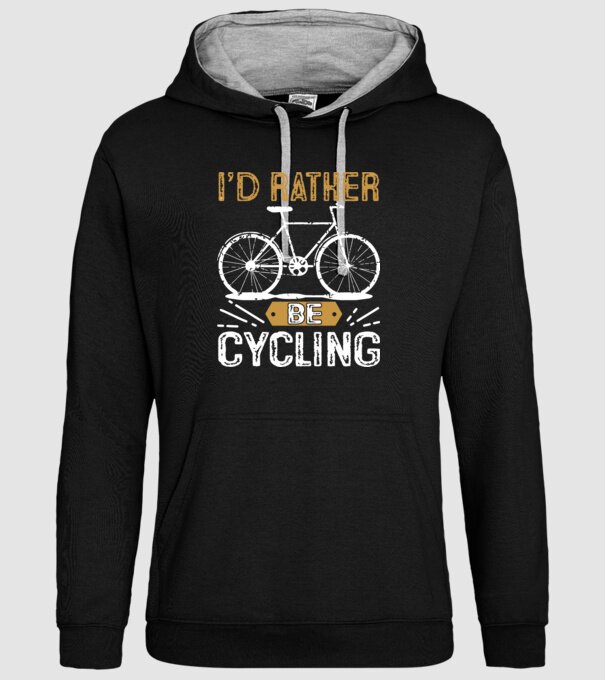 I'd rather be cycling model negru pe tricou