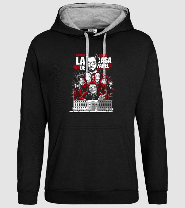 la casa de papel family model negru pe tricou
