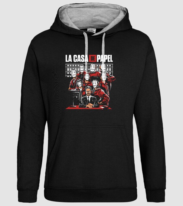 La casa de papel grupo model negru pe tricou