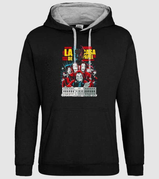 La casa de papel ilutración model negru pe tricou