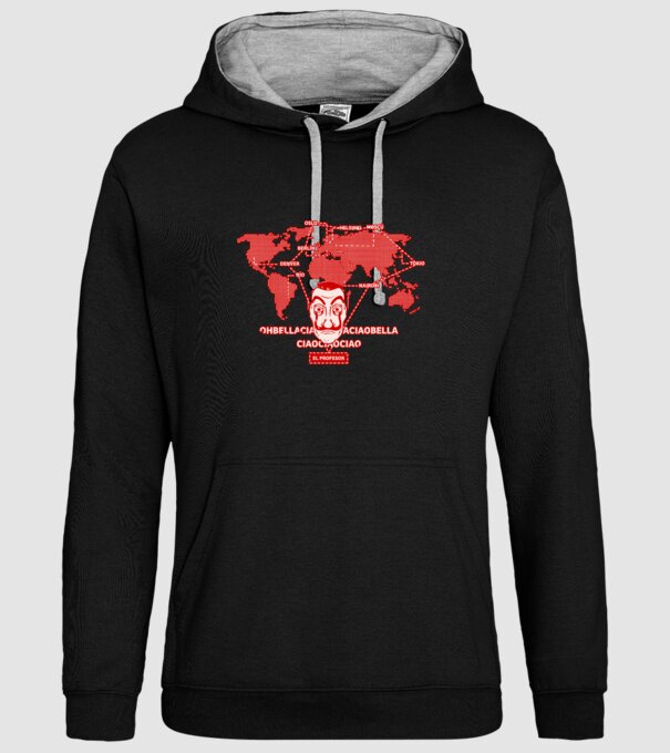 la casa de papel map model negru pe tricou