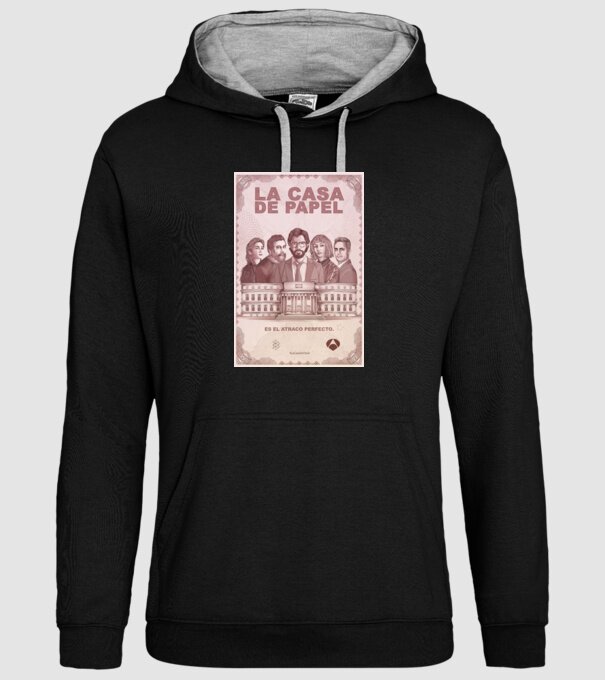 la casa de papel poster model negru pe tricou