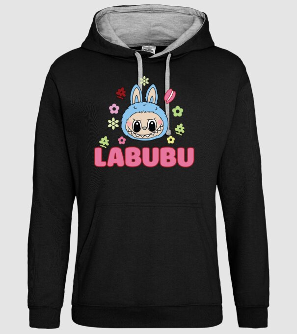 Labubu model negru pe tricou