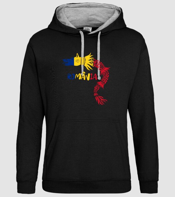 Lupul dacic model negru pe tricou