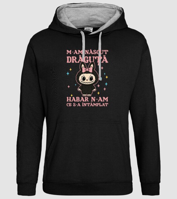M-am născut drăguță model negru pe tricou