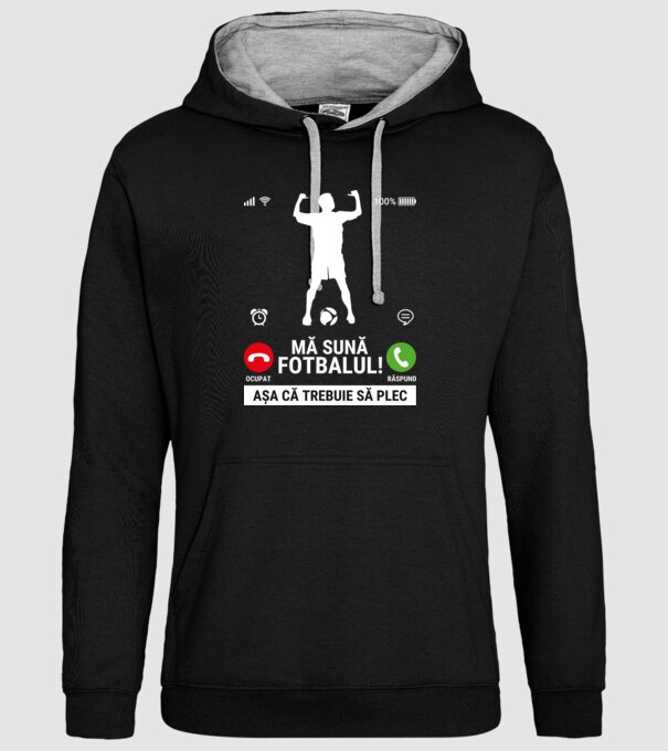 Mă sună fotbalul model negru pe tricou