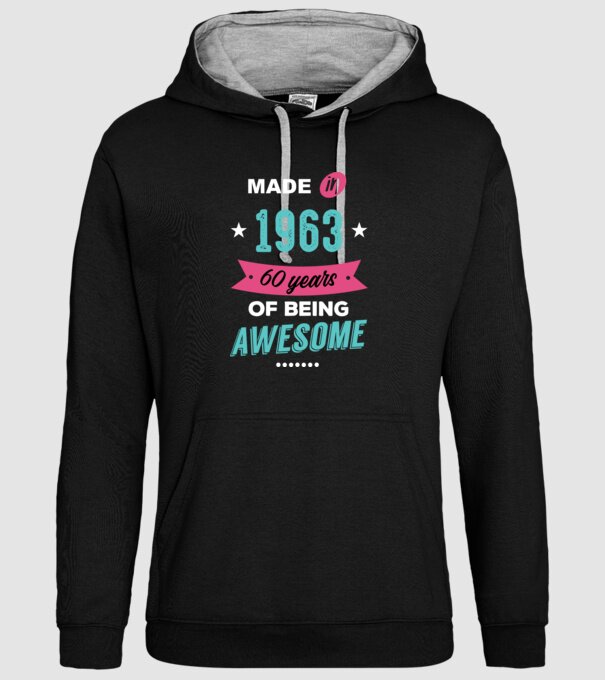 MADE IN 1963 model negru pe tricou
