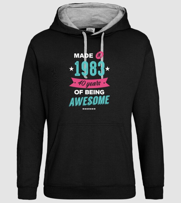 Made in 1983 model negru pe tricou