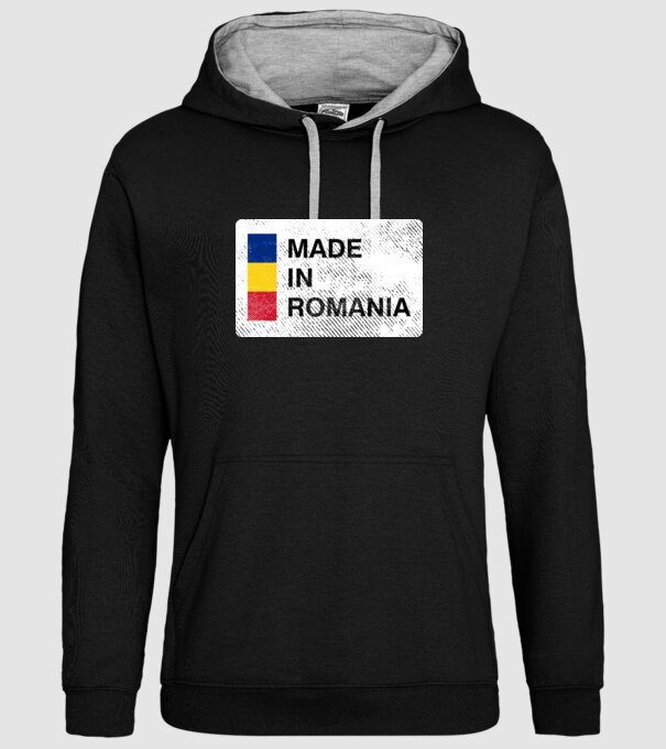 made in romania model negru pe tricou