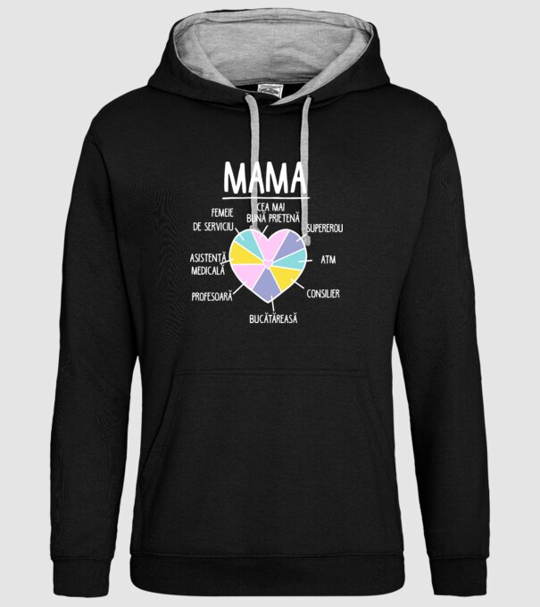 Mama cea mai bună prietenă, supererou model negru pe tricou