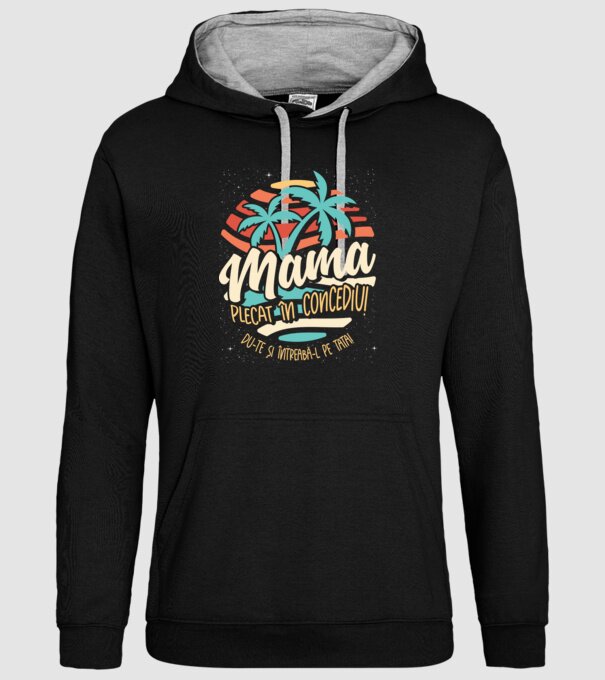 Mama Plecat în concediu model negru pe tricou
