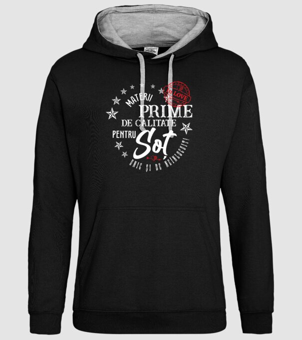 Materii prime de calitate pentru soț model negru pe tricou