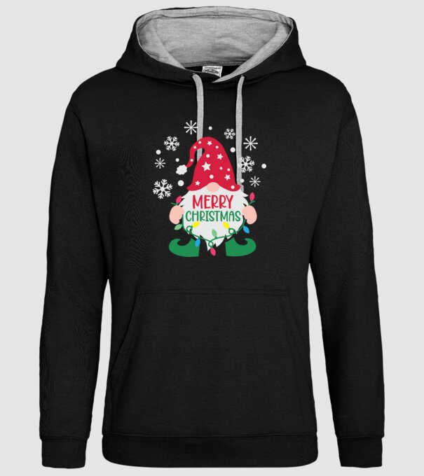 Merry christmas gnome model negru pe tricou