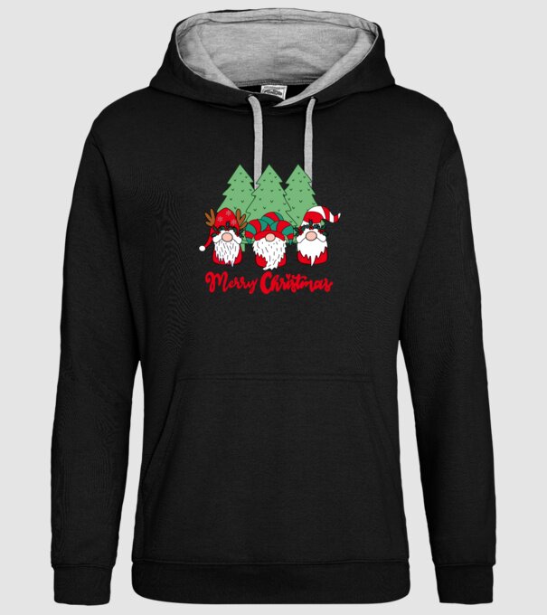 Merry christmas gnomes model negru pe tricou