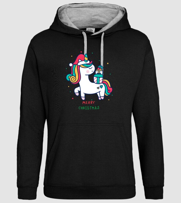 merry christmas unicorn model negru pe tricou