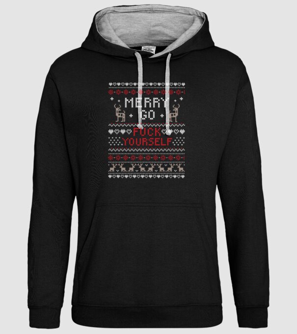 Merry go fuck yourself model negru pe tricou