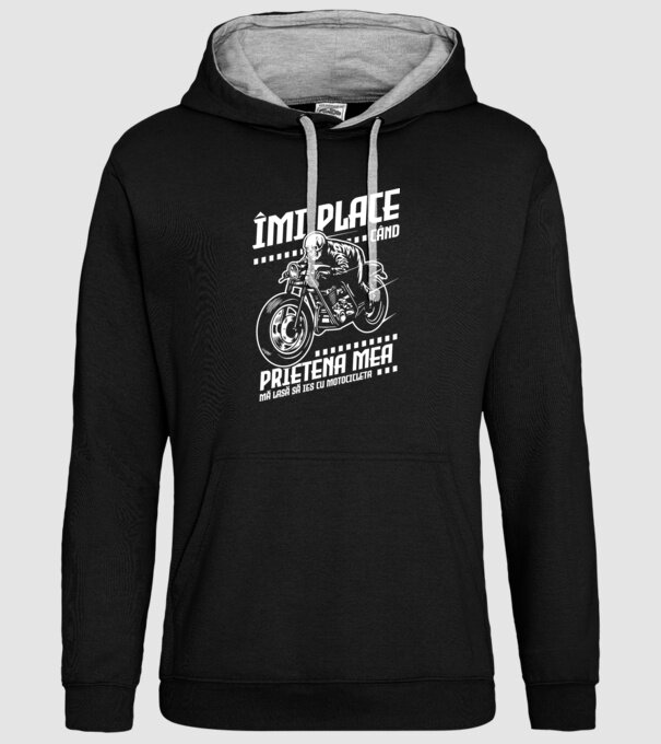 îmi place când prietena mea mă lasă să ies cu motocicleta model negru pe tricou