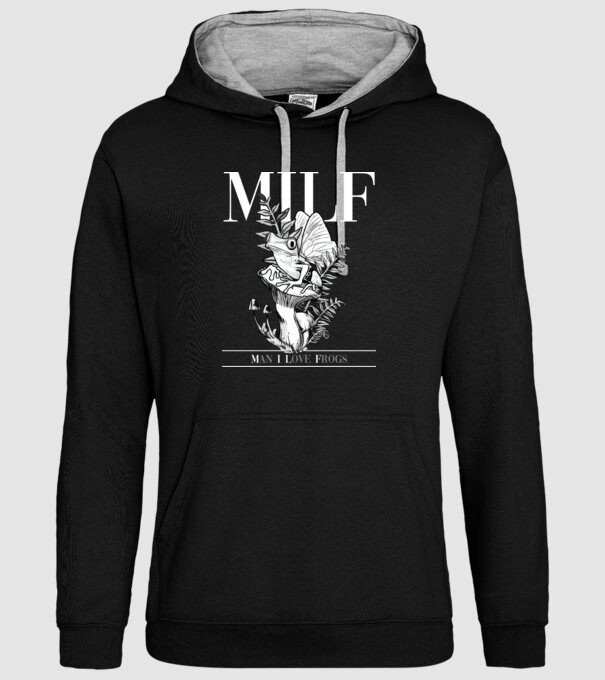 MILF man i love frogs model negru pe tricou
