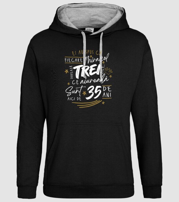 Miracol durează trei 35 de ani model negru pe tricou
