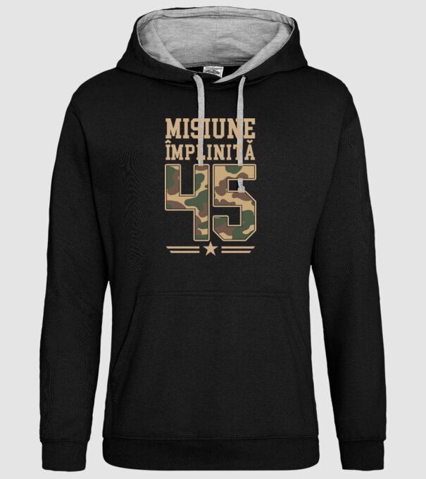 Misiune împlinită 45 model negru pe tricou