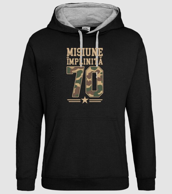 Misiune împlinită 70 model negru pe tricou