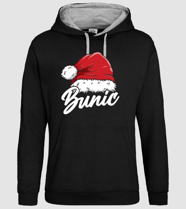 bunic Santa Hat model negru pe tricou