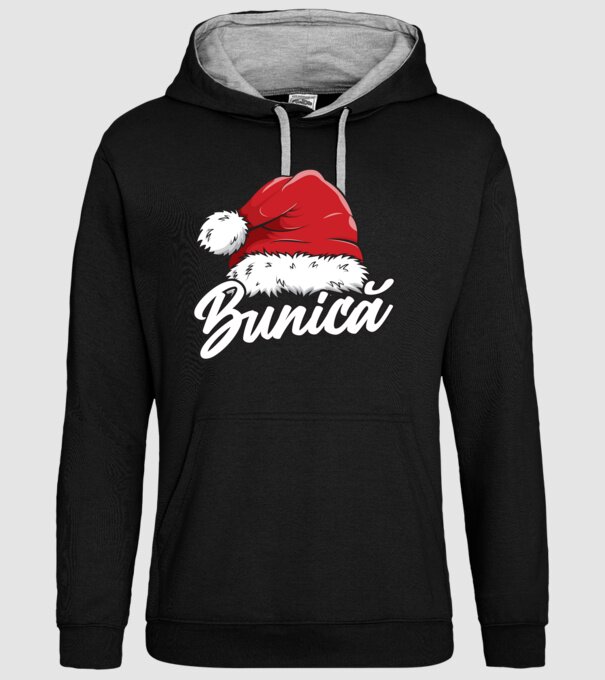 bunică Santa Hat model negru pe tricou