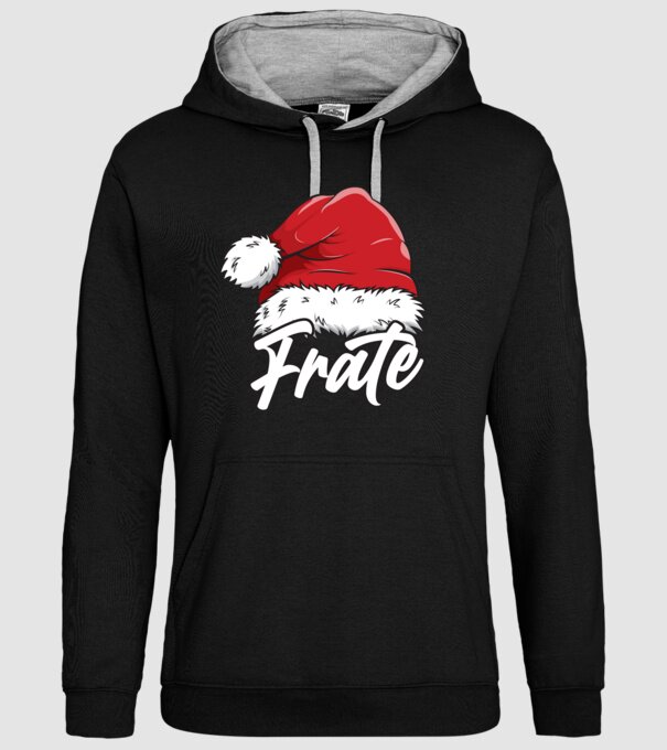 frate Santa Hat model negru pe tricou