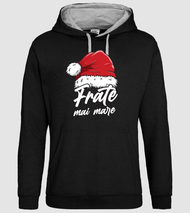 frate mai mare Santa Hat model negru pe tricou