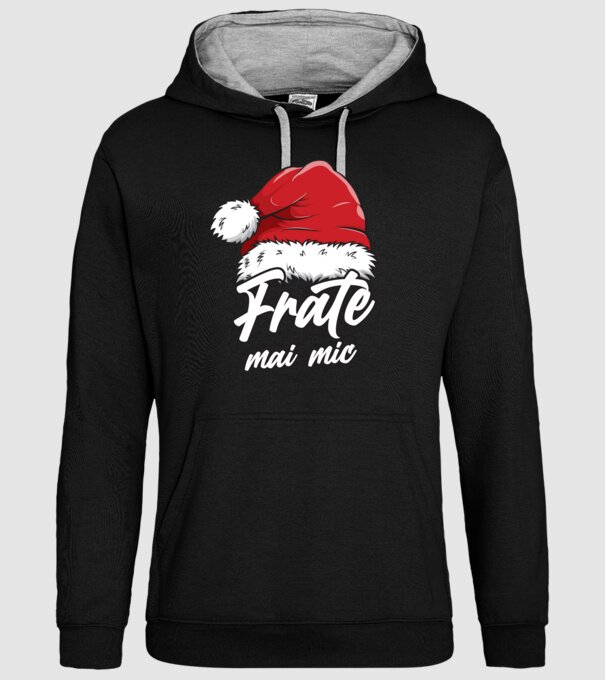 frate mai mic Santa Hat model negru pe tricou
