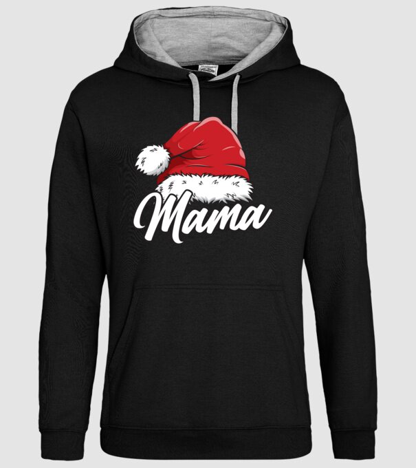 mama Santa Hat model negru pe tricou