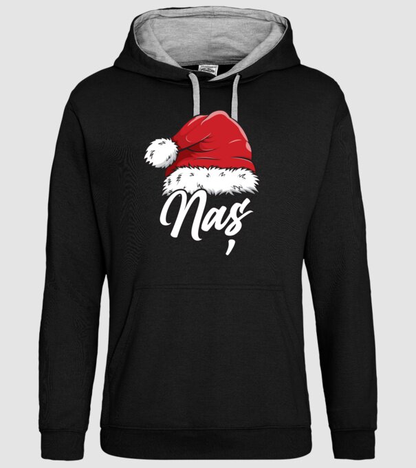 naș Santa Hat model negru pe tricou