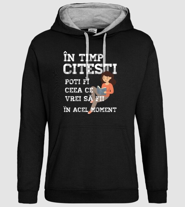 în timp ce citești poți fi ceea ce vrei să fii - în acel moment model negru pe tricou