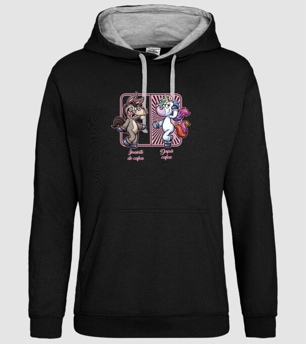 Înainte de cafea model negru pe tricou