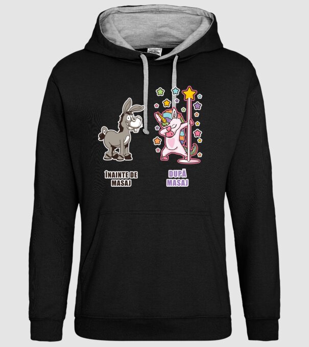 Înainte de masaj - După masaj model negru pe tricou