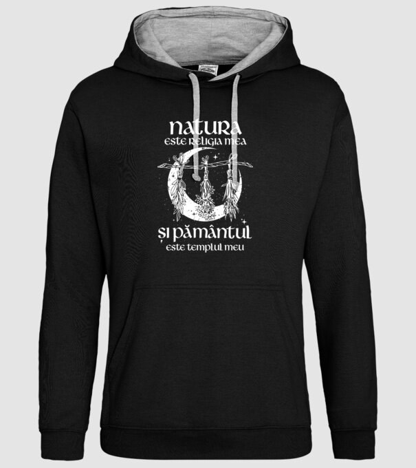 Natura este religia mea model negru pe tricou