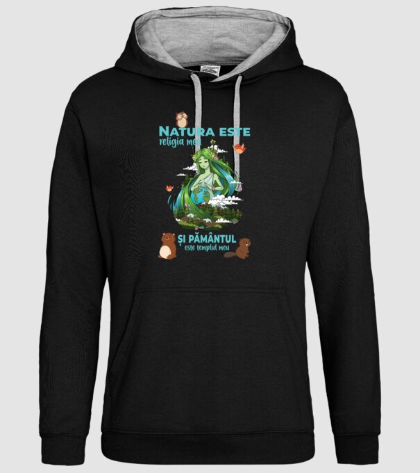 Natura este religia mea și pământul este templul meu model negru pe tricou