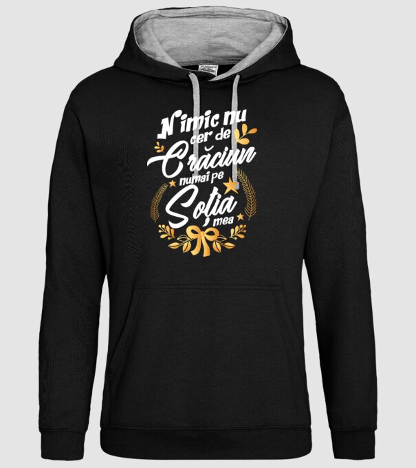 nimic nu cer de Crăciun, numai pe soția mea model negru pe tricou