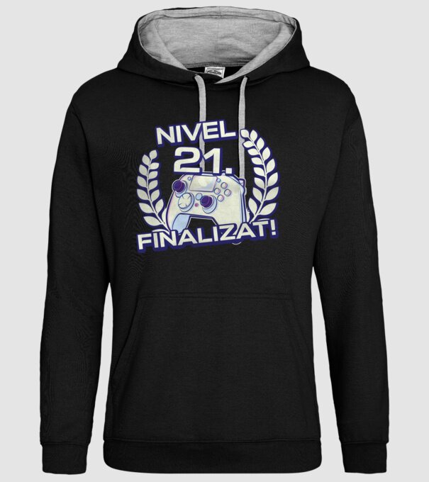 Nivel 21 finalizat! model negru pe tricou