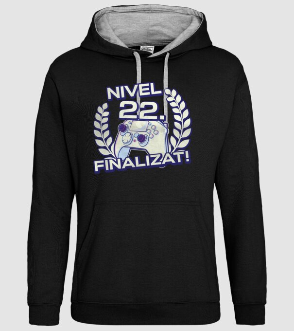 Nivel 22 finalizat! model negru pe tricou