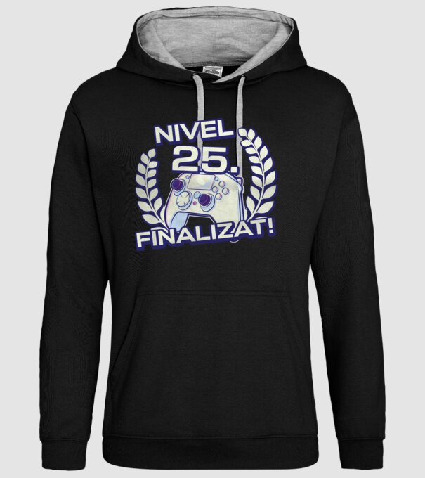 Nivel 25 finalizat! model negru pe tricou