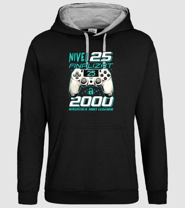 Nivel finalizat 25 2000 model negru pe tricou