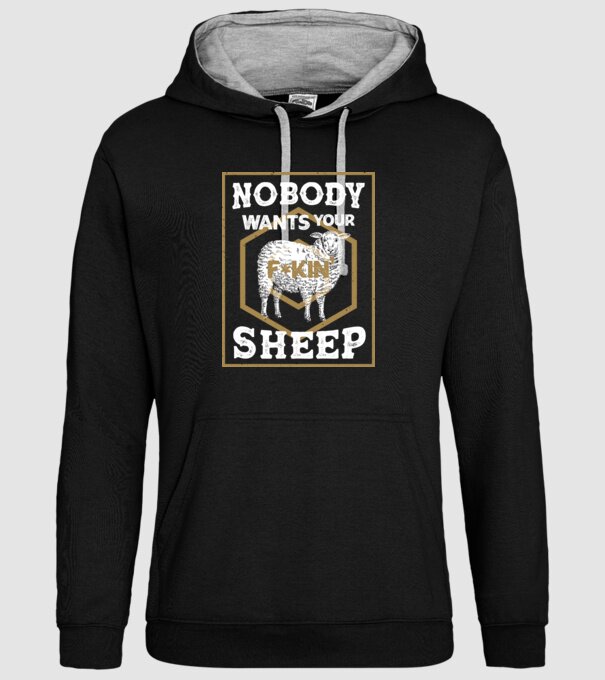 Nobody wants your sheep model negru pe tricou