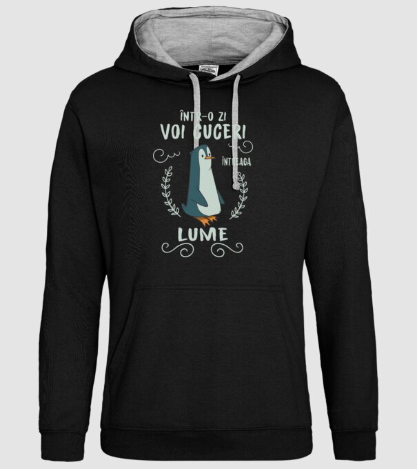 Într-o zi voi cuceri întreaga lume model negru pe tricou