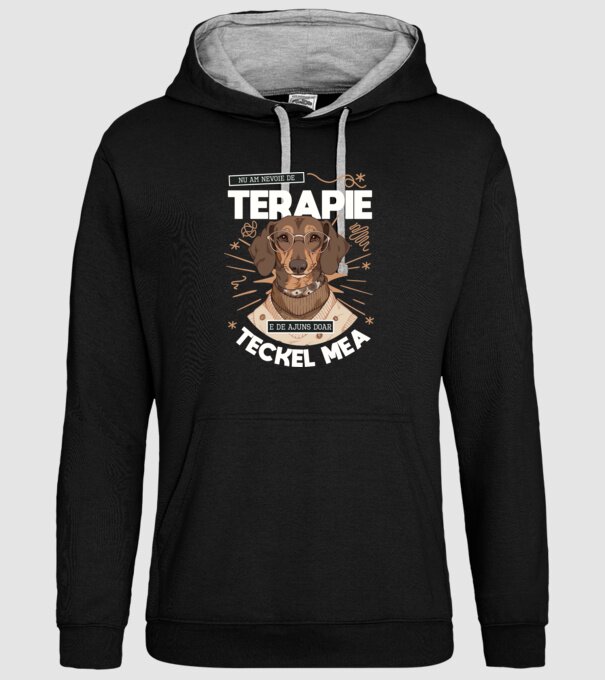 Nu am nevoie de terapie e de ajuns doar teckel mea model negru pe tricou